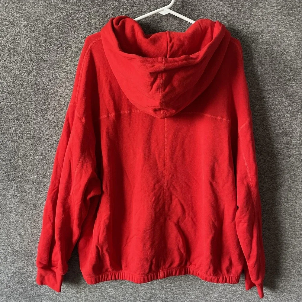 Nike Hoodie Womens M Red Full Zip Cotton Fleece Kangaroo Pocket Logo Sweatshirt